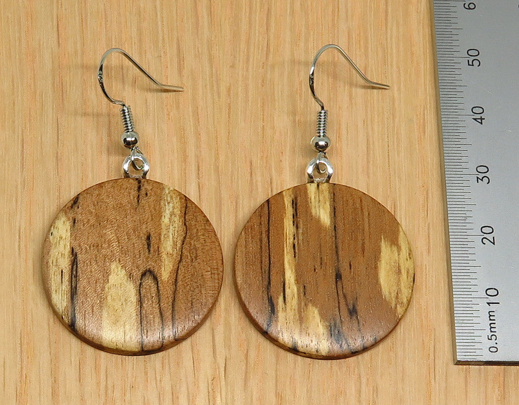 Round Spalted Paperbark - Medium Drop Earrings