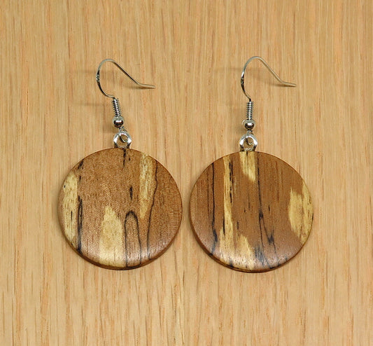 Round Spalted Paperbark - Medium Drop Earrings