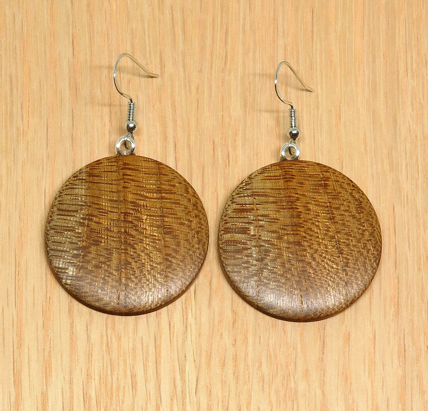 English Elm Timber Round Drop Earrings