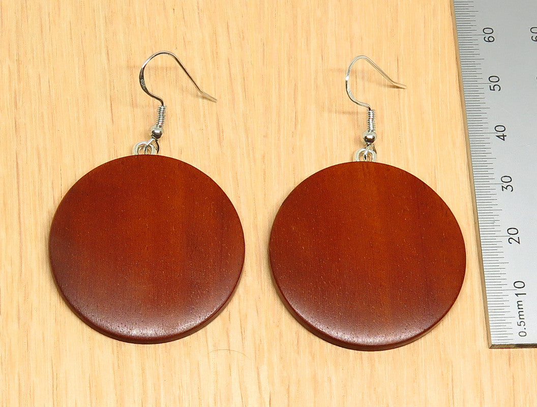 Australian Rosewood - Large Round Drop Earrings