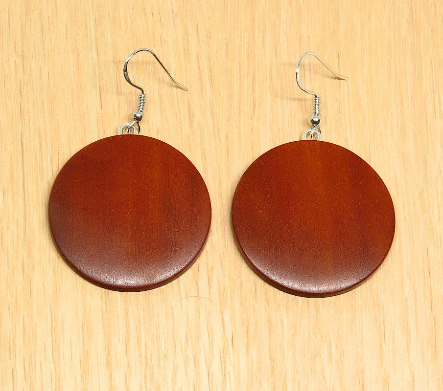 Australian Rosewood - Large Round Drop Earrings