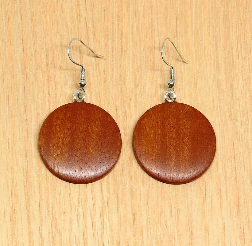 Australian Rosewood - Medium Round Drop Earrings