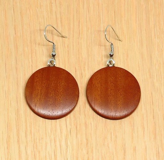 Australian Rosewood - Medium Round Drop Earrings