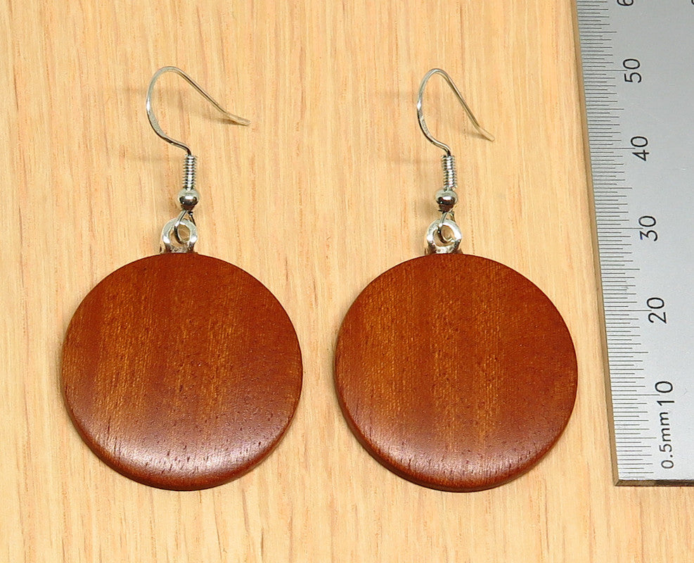 Australian Rosewood - Medium Round Drop Earrings