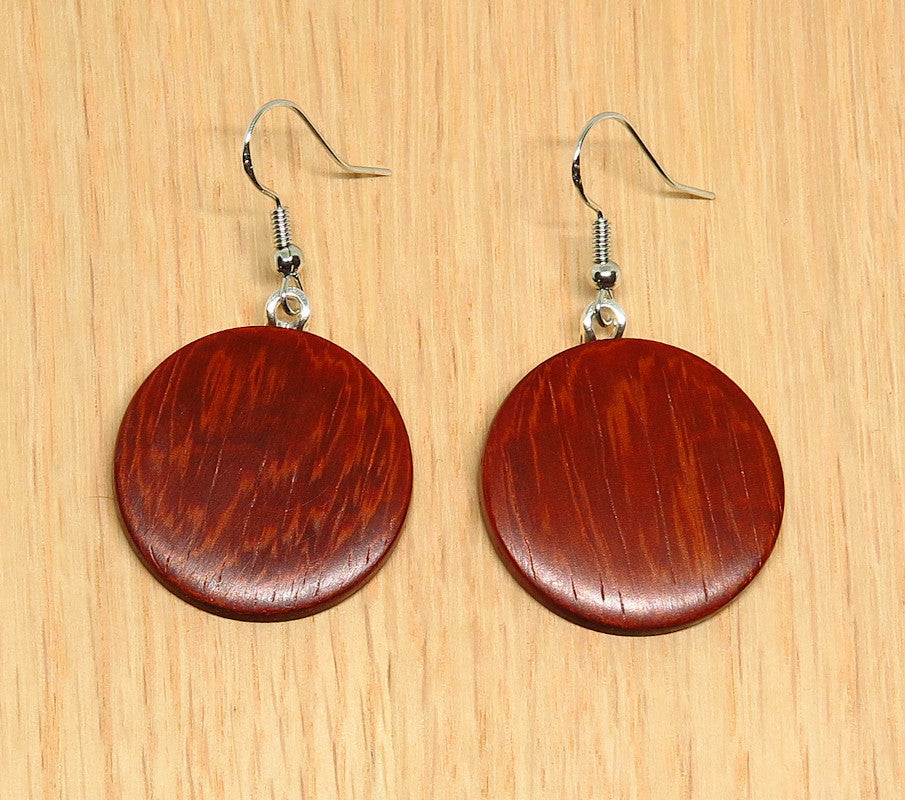 Bloodwood Timber Round Drop Earrings Medium Size