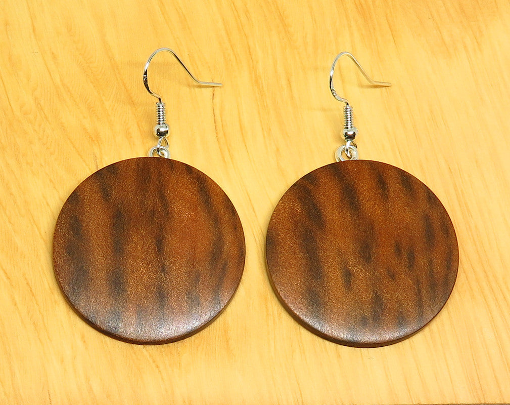 Tiger Myrtle Timber Round Earrings