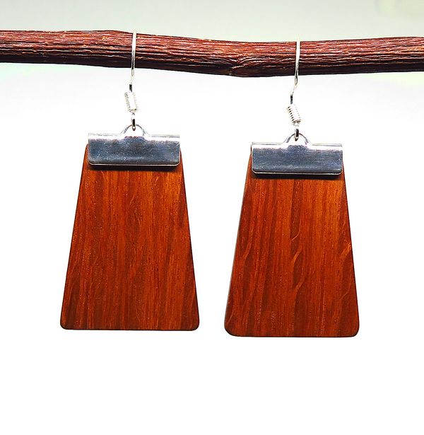 Sheoak and silver 'Inca' Drop Earrings