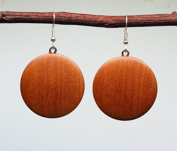 Tasmanian Myrtle Round Drop Earrings - 35mm