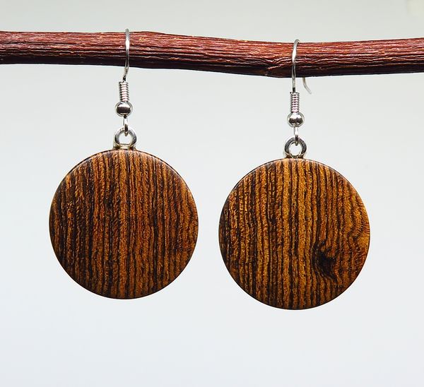 Bocote Round Drop Earrings - Medium