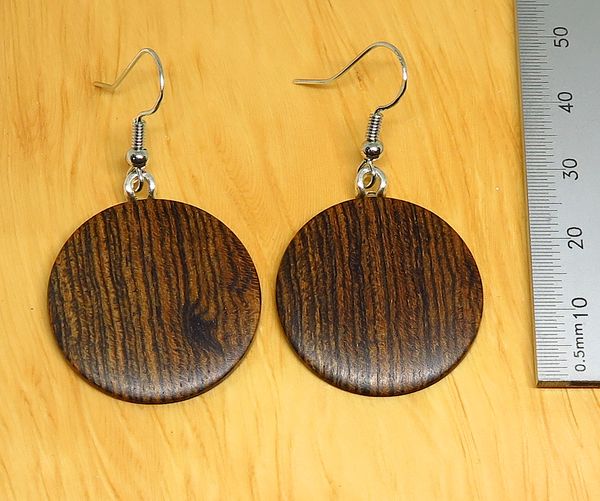 Bocote Round Drop Earrings - Medium