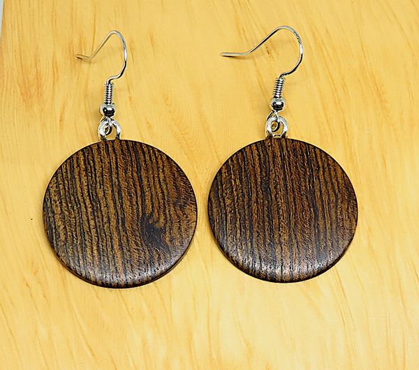 Bocote Round Drop Earrings - Medium