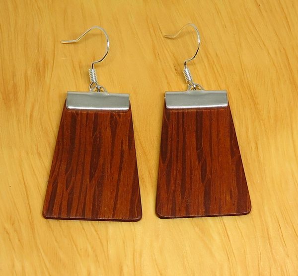 Sheoak and silver 'Inca' Drop Earrings