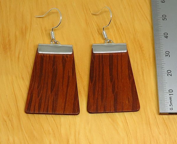 Sheoak and silver 'Inca' Drop Earrings