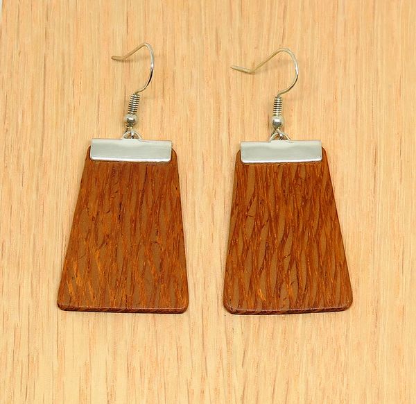 Silky Oak and silver 'Inca' Drop Earrings