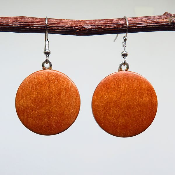 Tasmanian Myrtle Round Drop Earrings - Medium size