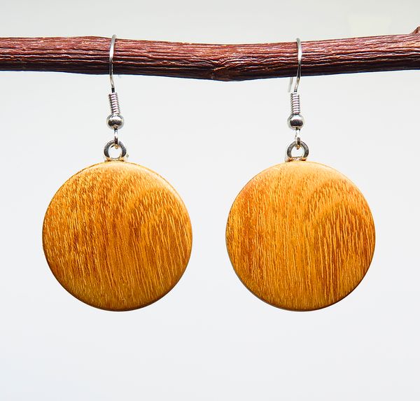 Canarywood Medium Size Round Drop Earrings