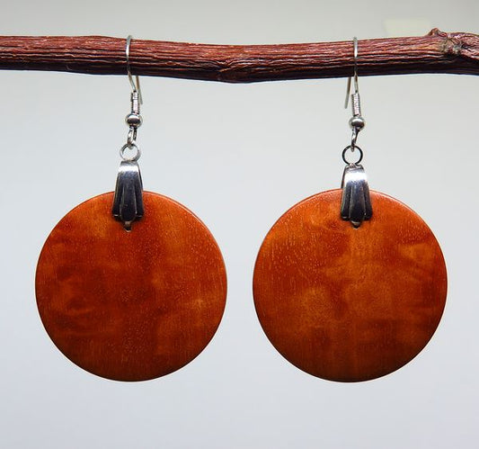 River Redgum Round Drop Earrings - 35mm