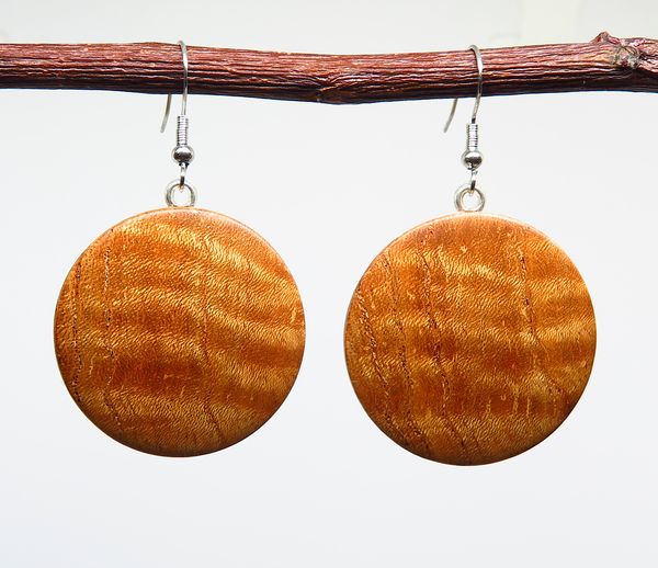 Australian Red Cedar Round Drop Earrings - 35mm