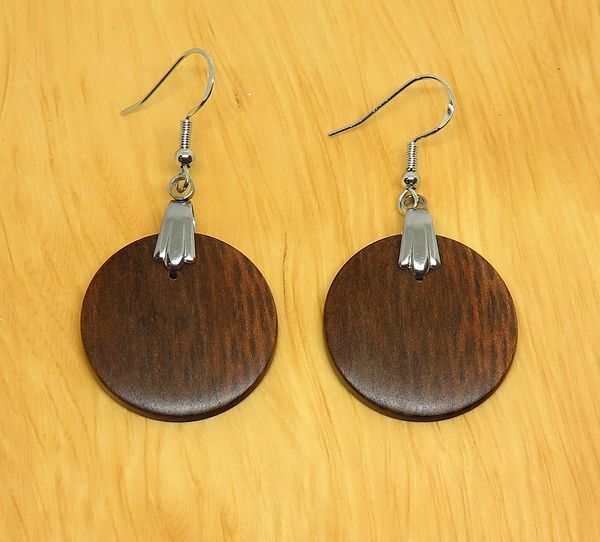 Tiger Myrtle Timber Round Earrings - Medium