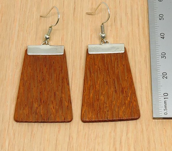 Silky Oak and silver 'Inca' Drop Earrings