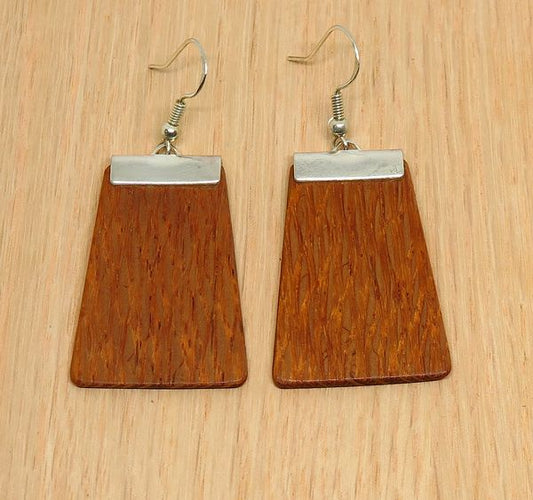 Silky Oak and silver 'Inca' Drop Earrings