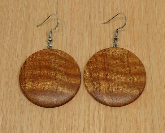 Australian Red Cedar Round Drop Earrings - 35mm