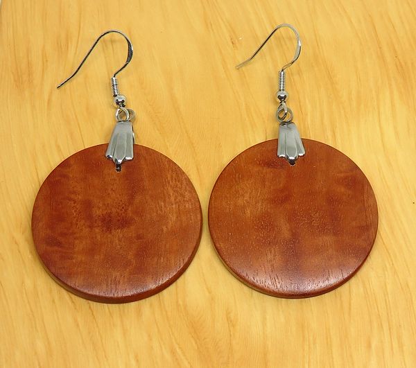 River Redgum Round Drop Earrings - 35mm