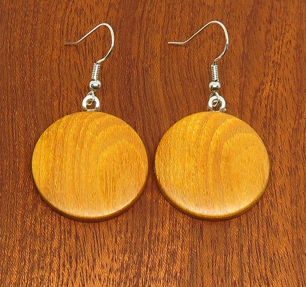 Canarywood Medium Size Round Drop Earrings