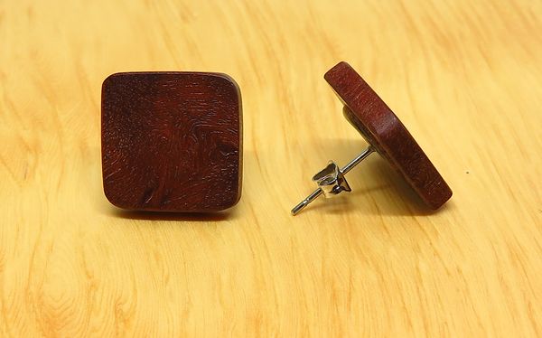 Jarrah Burl Square Stud Earrings