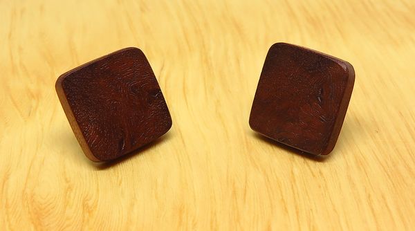 Jarrah Burl Square Stud Earrings
