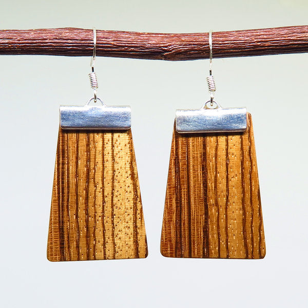 Zebrawood and silver 'Inca' Drop Earrings