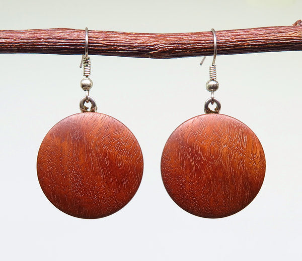 River Redgum Round Earrings - Medium