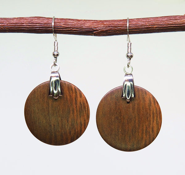 Tiger Myrtle Timber Round Earrings - Medium