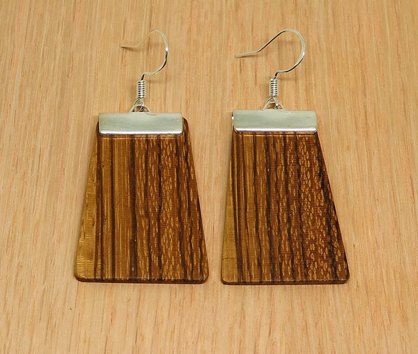 Zebrawood and silver 'Inca' Drop Earrings