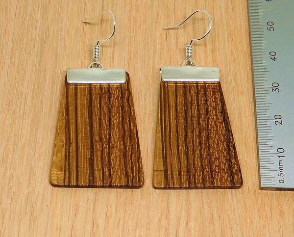 Zebrawood and silver 'Inca' Drop Earrings