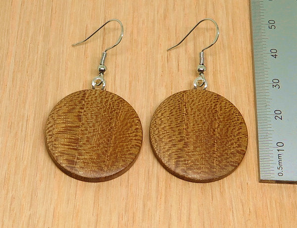 English Elm Timber Round Drop Earrings - Medium