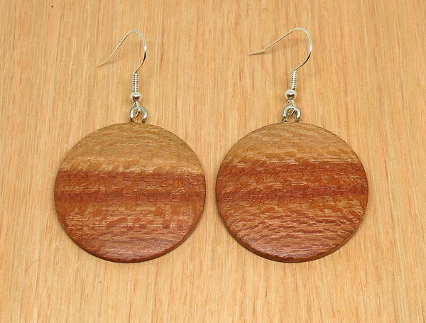 Kimberley Grevillea Timber Round Drop Earrings - 35mm