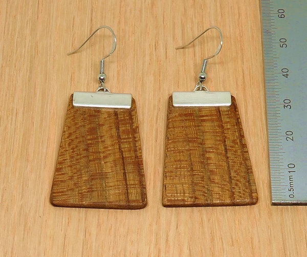 English Elm and silver 'Inca' Drop Earrings