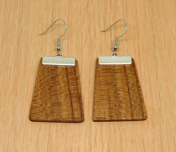 English Elm and silver 'Inca' Drop Earrings