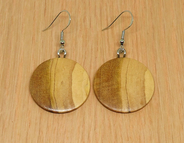 Australian Sandalwood Round Drop Earrings - Medium