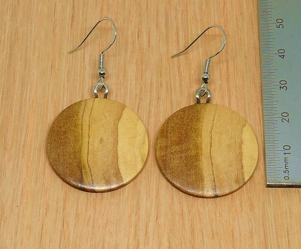 Australian Sandalwood Round Drop Earrings - Medium