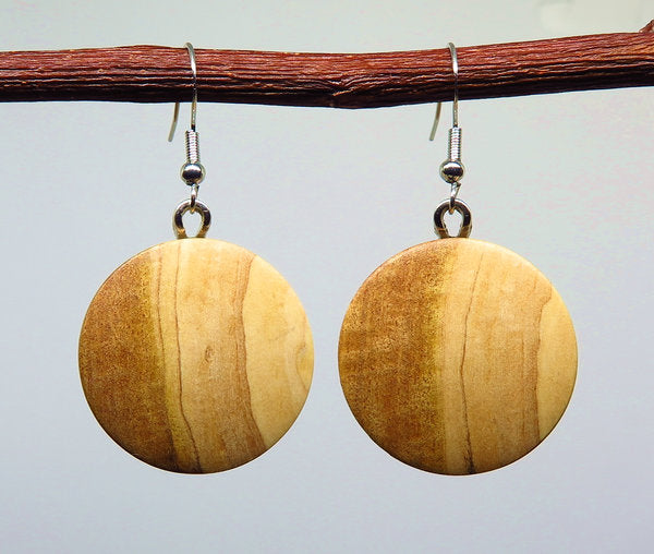 Australian Sandalwood Round Drop Earrings - Medium